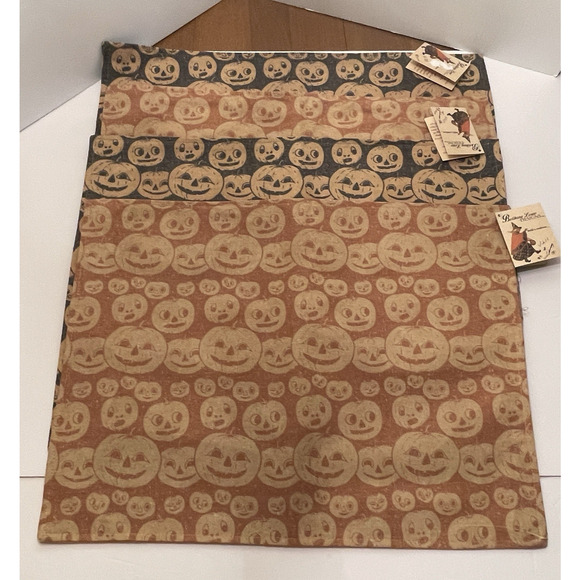 Bethany Lowe Designs Placemat Halloween Pumpkin Set Of 4 Black Orange New/Other - Picture 1 of 12